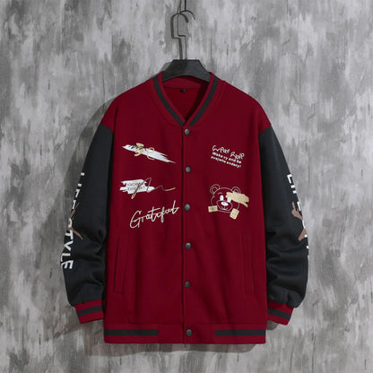 2025 New Jacket Coat Letter Printed  Wear Men Baseball Jacket Casual Long Sleeve Stand Jackets Men's Coats Sweatshirts Outerwear