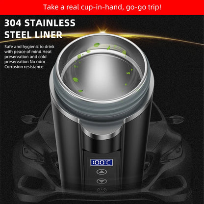 450ml Smart Car Heated Mug 12V24V Pop-up Lid Touch Screen Temperature Control Stainless Steel Portable Travel Thermal Coffee Mug
