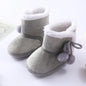 Winter Snow Baby Boots Faux Fur Warm Fluff Balls Indoor Cotton Soft Sole Infant Newborn Toddler Baby Shoes 0-18M