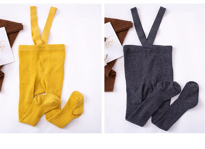 Baby Cute Knitted Tights Boys Girls Pantyhose Casual Suspender Tights Infant Toddler Autumn Spring Leggings Solid Color Clothing