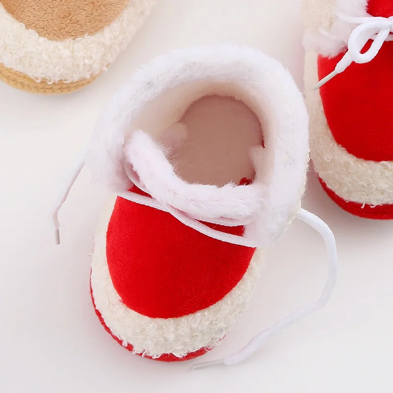 Baby Boots Newborn Winter Plush Snow Booties for Infant Boys Girls Soft Comfortable Lace Up Warming Shoes
