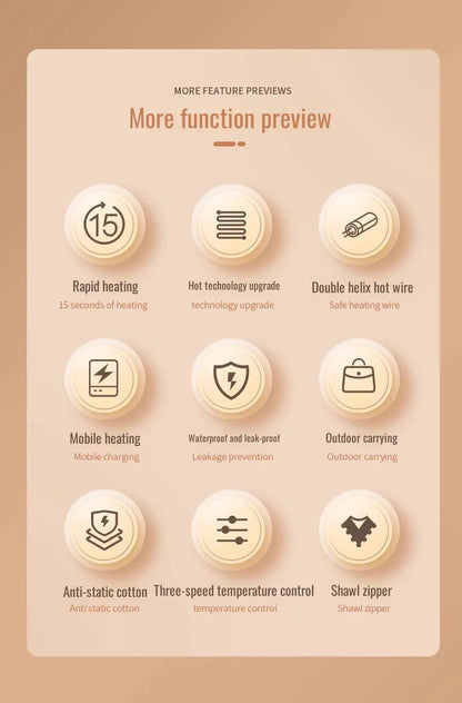 Electric Blanket Heated Shawl USB Warming Blanket Portable Washable Graphene Heating Blanket for Winter