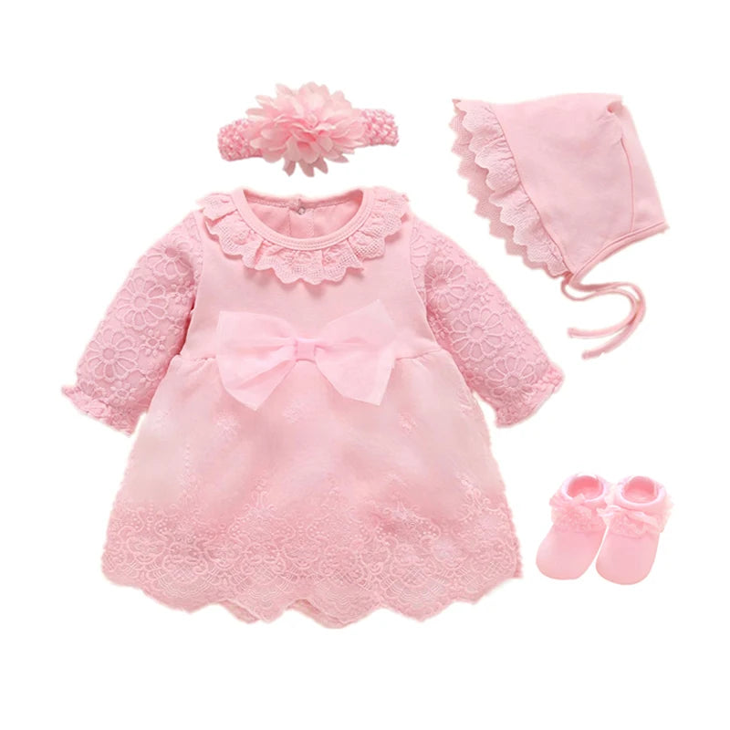 New Born Baby Girl Dress Clothes Christening Dress Classic Infant Baptism Wedding Tulle Dress for Spring Summer 0 3 6 Months