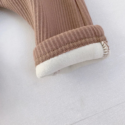 MILANCEL Baby Leggings Toddler High Waist Fleece Thermal Trousers Infant Solid Color Pants