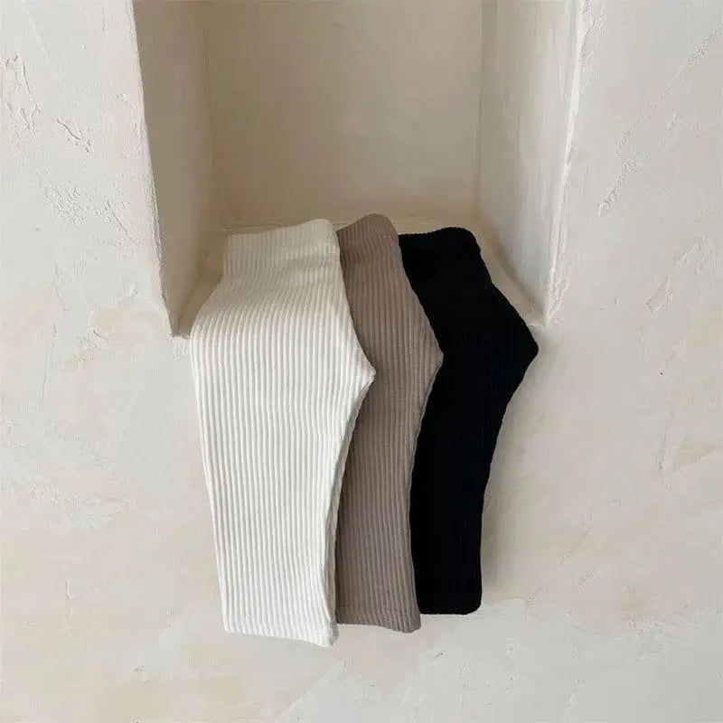 Spring Autumn Baby Boys Girls Ribbed Leggings Cotton Infant Casual Pants Toddler Kids Solid Color Stretch Slim Leggings Trousers