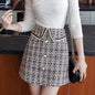 Tweed Skirts for Women Solid High Waist Slimming Skirts Autumn Spring 2025 Buttons Double Breasted Tweed Wool Mini Skirt