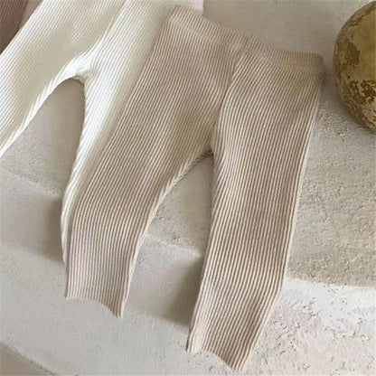 New Baby Cotton Ribbed Leggings Solid Cotton Infant Stretch Pants Soft Comfortable Toddler Pants Kids Boys Girls Trousers