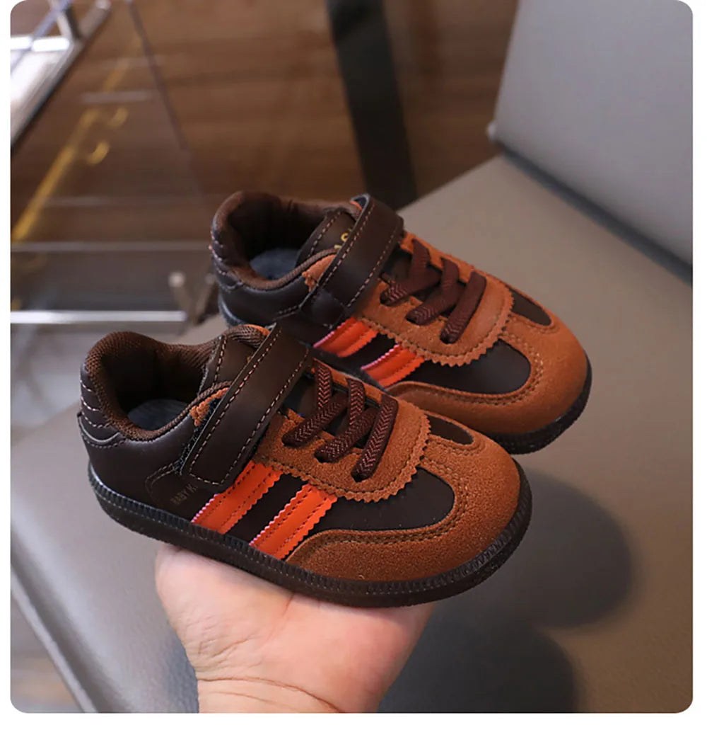 PU Leather Sport Shoes For Children Soft-soled Waterproof Girl's Sneakers Ergonomics Anti-slippery Toddler Shoes For Kids