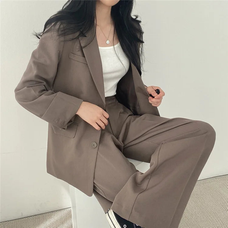 Fall Fashion Long Sleeve Blazer Mujer Pant Sets Blazers Women 2025 Casual Women's 2 Piece Outfit Set Suits Outwear