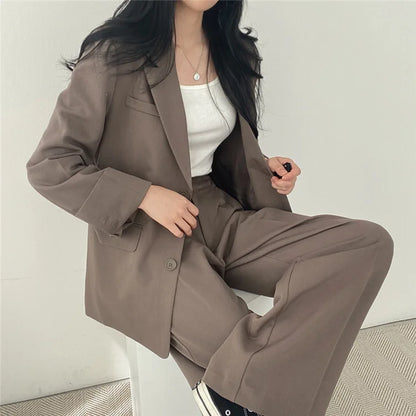 Fall Fashion Long Sleeve Blazer Mujer Pant Sets Blazers Women 2025 Casual Women's 2 Piece Outfit Set Suits Outwear