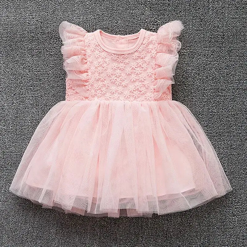 New Born Baby Girl Dress Clothes Christening Dress Classic Infant Baptism Wedding Tulle Dress for Spring Summer 0 3 6 Months