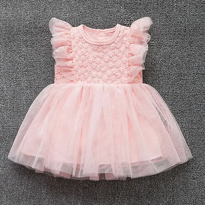 New Born Baby Girl Dress Clothes Christening Dress Classic Infant Baptism Wedding Tulle Dress for Spring Summer 0 3 6 Months