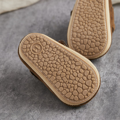 Tregren 0-18M Newborn Baby First Walking Shoes Soft Cow Suede Sole Rubber Non-slip Walking Shoes Newborn Boys Girls Casual Flats