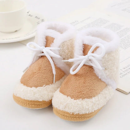 Baywell Cute Cartoon Animal Newborn Baby Boots Winter Plush Snow Booties for Boy Girl Soft Soled Comfortable Warming Shoes