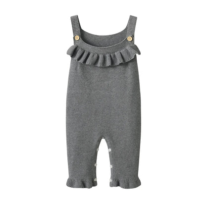 Toddler Newborn Baby Girl Jumpsuit Suspenders Costumes Outfit Knit Bodysuit Solid Color Sleeveless Knitted Sling Autumn Winter