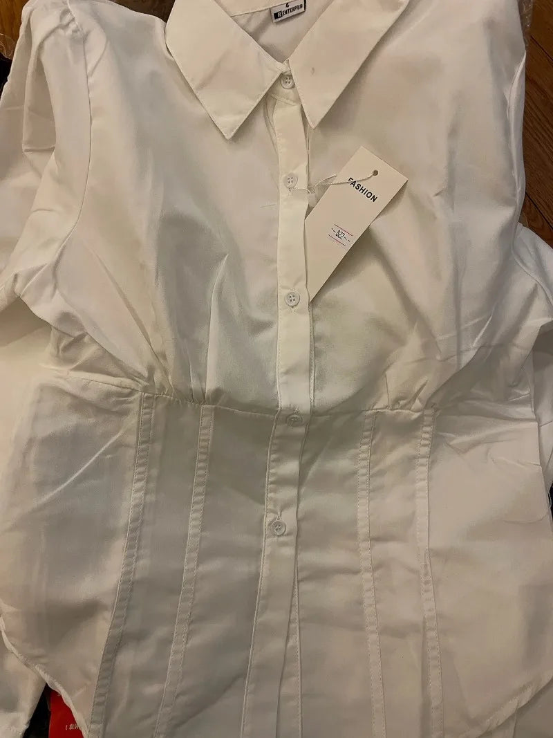 White Shirts Women Slim Sexy Girls All-match Preppy Style Long Sleeve Tops Casual Fashion Girls Classic Camisa Feminine