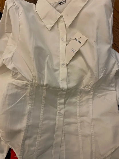 White Shirts Women Slim Sexy Girls All-match Preppy Style Long Sleeve Tops Casual Fashion Girls Classic Camisa Feminine