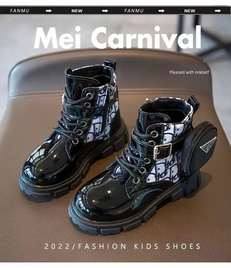 Spring and Autumn Girls Kids Shoes Ankle Boots Fashion British Style Single Boot Soft Sole Versatile Children's  Leather Shoes