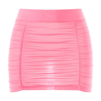 Sexy Womens Mid Waist Stretchy Shirring Bodycon Miniskirt Ladies Elastic Waistband Summer Mini Skirt for Nightclub Party
