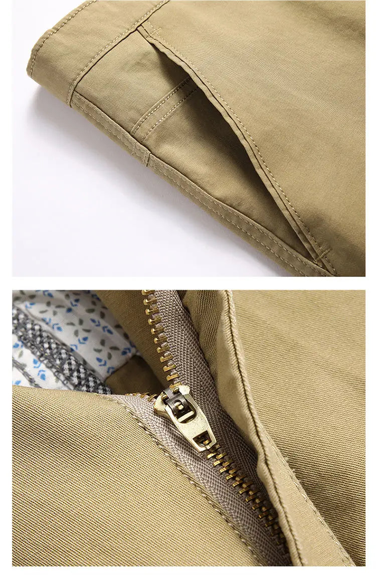 Classic Mens Cotton Shorts Men Stretch Casual Shorts Bermuda Knee Shorts Golf Sports Summer Cool Breathable Shorts Khaki Beige