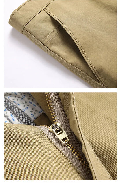 Classic Mens Cotton Shorts Men Stretch Casual Shorts Bermuda Knee Shorts Golf Sports Summer Cool Breathable Shorts Khaki Beige