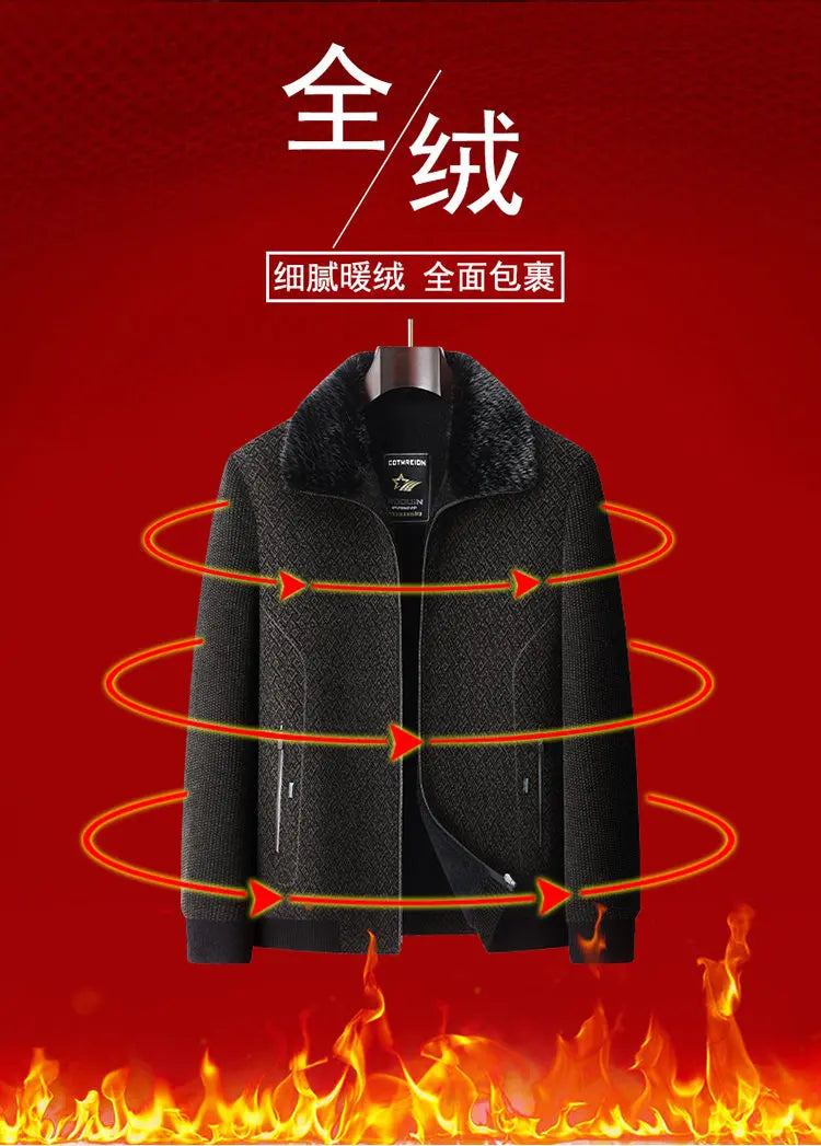 High Quality Winter Woolen Jacket for Men Versatile Brand Casual Business Cotton Trench Coat Add Velvet Keep Warm Overcoat Tops