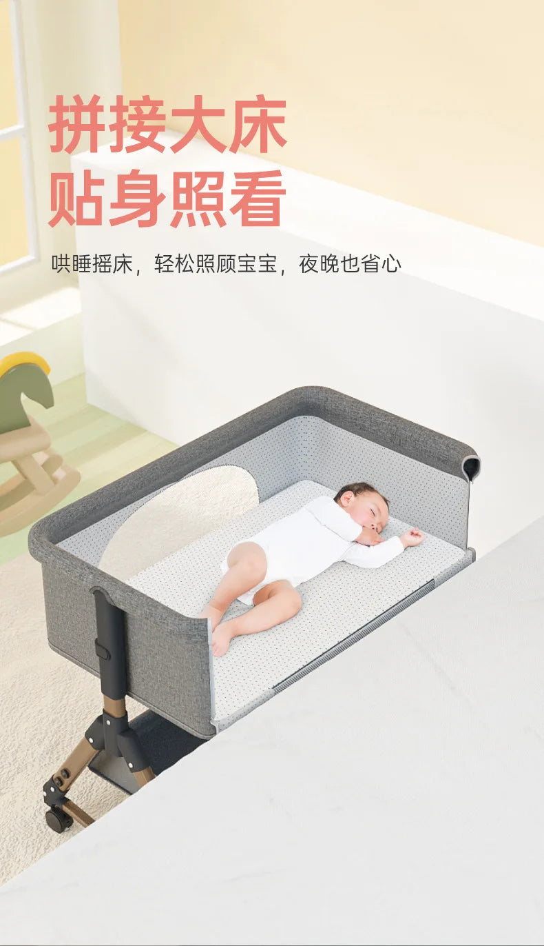 Baby Crib Newborn Small Bed Splicing Large Bed Cradle Bed Sleeping Basket Movable Foldable Portable And Multifunctional