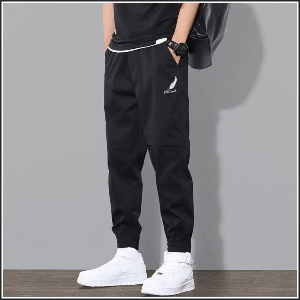 Men Pants Soft Fabric Multi Pockets Elastic Waist Spring Summer Cargo Pants Wear-resistant Jogger Trousers Simple Clothes