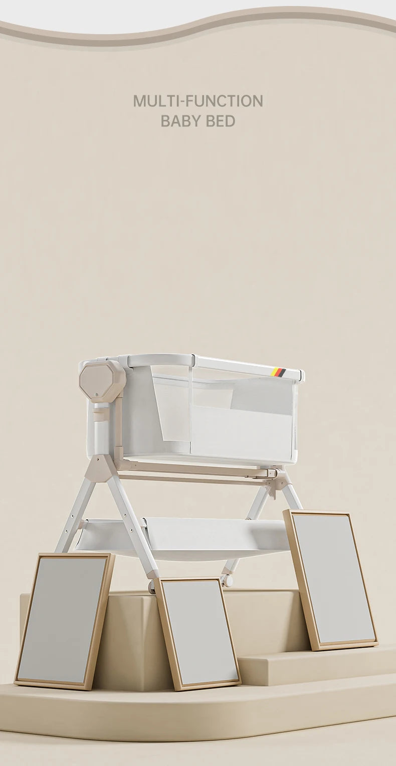 Folding cribs Baby bed Switch large bed Multifunctional infants and young children to move new baby bed