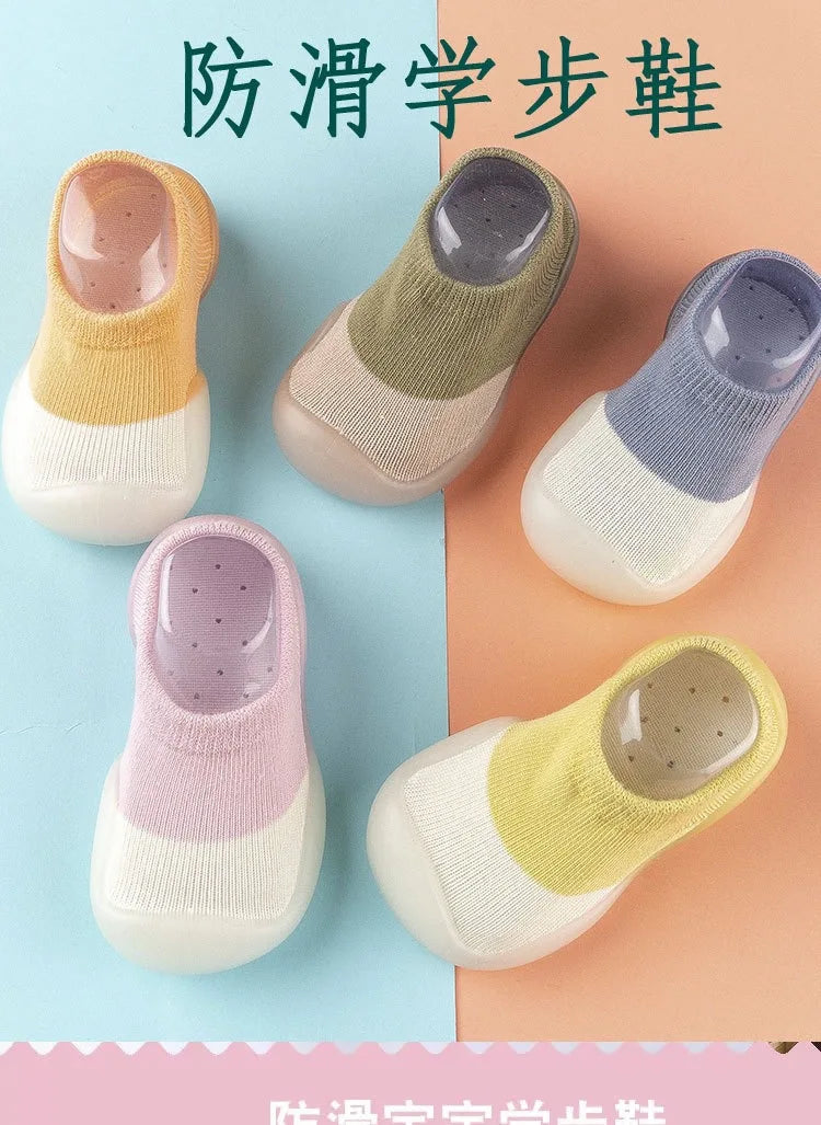 1pair Baby First Walker Toddler Shoes Non-slip Comfortable Silicone Soft Sole Casual Indoor Floor Socks Knit Booties for Newborn