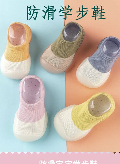 1pair Baby First Walker Toddler Shoes Non-slip Comfortable Silicone Soft Sole Casual Indoor Floor Socks Knit Booties for Newborn