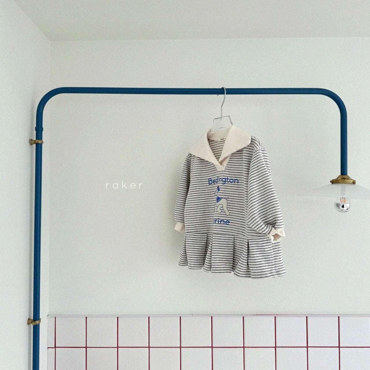 2025 Spring New Baby Girl Long Sleeve Casual Dress Infant Girl Cartoon Print Toddler Navy Collar Striped Dress Children Clothes