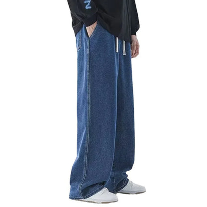 2025 Hot Selling Korean Men's Casual Long Denim Classic Men's Straight Leg High Street Denim Wide Leg Pants