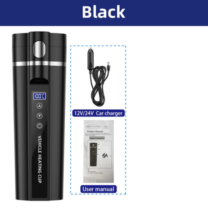 450ml Smart Car Heated Mug 12V24V Pop-up Lid Touch Screen Temperature Control Stainless Steel Portable Travel Thermal Coffee Mug