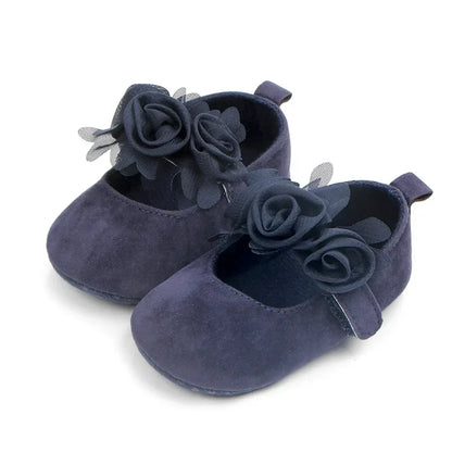 Girls Shoes Soft Soles Non-slip Beautiful Flowers Solid Color Fashion Toddler Infant Newborns Crib First Walkers Princess Shoes