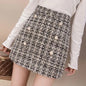 Tweed Skirts for Women Solid High Waist Slimming Skirts Autumn Spring 2025 Buttons Double Breasted Tweed Wool Mini Skirt