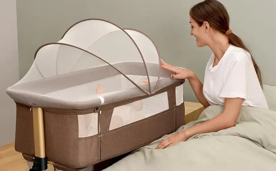 Baby Crib,3 in 1 Baby Bassinet Bedside Crib Adjustable Portable Bed for Infant, Baby Newborn Must Have Bed
