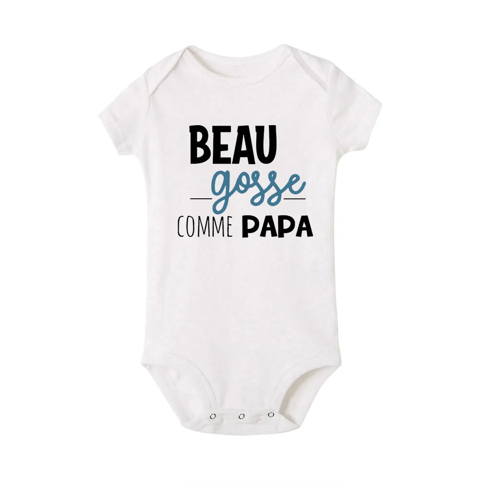 Handsome Like Daddy Newborn Baby Summer Bodysuit Infant Body Short Sleeve Baby Boy Jumpsuit Funny Cute Toddler Bodysuit Outfits