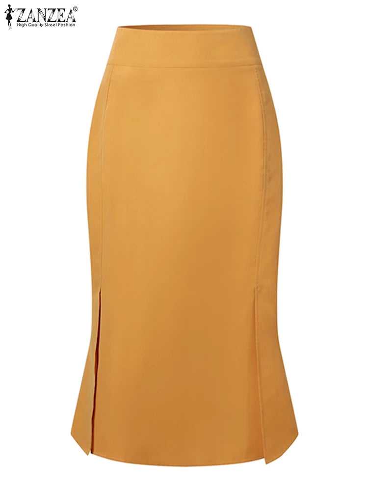 ZANZEA Package Hip High Waist Fishtail Skirts Elegant Women Evangelical Knee-length Saias Office Mermaid Skirts Fashion 2025