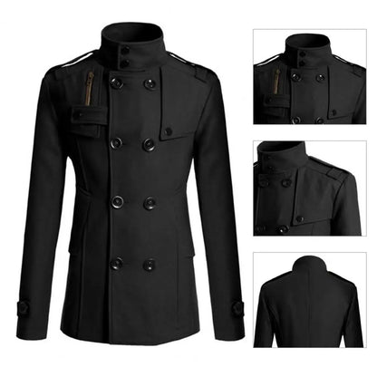 Fabulous  Winter Jacket Woolen Streetwear Men Jacket Button Decoration Warm Men Coat for Daily Wear