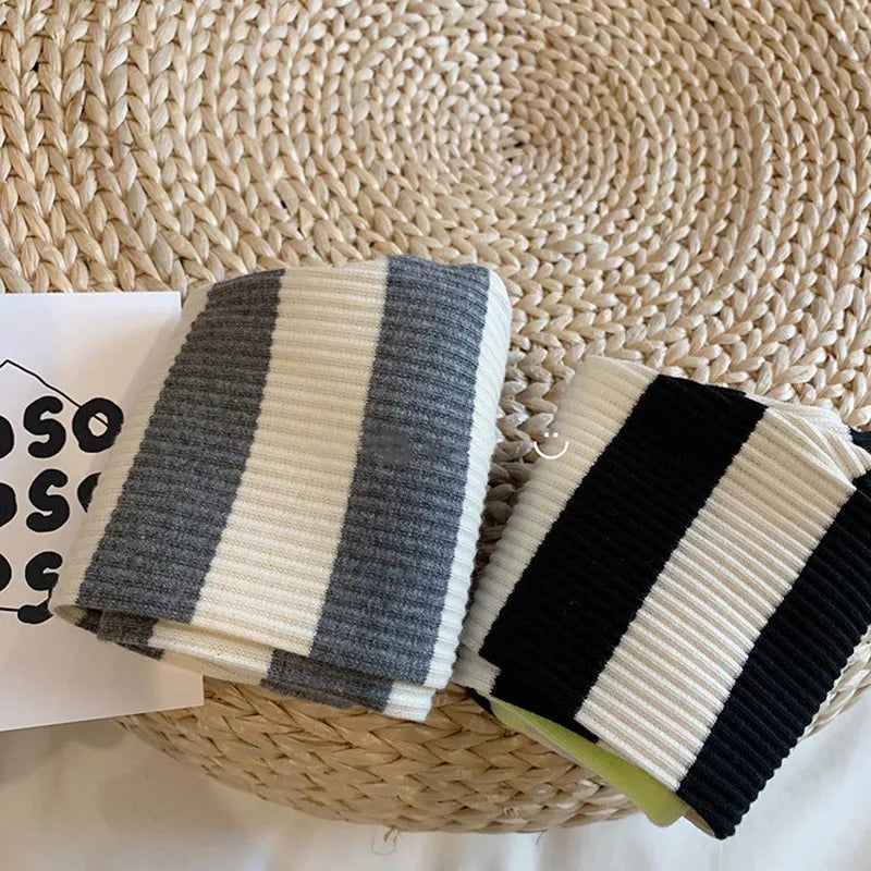 New Spring Autumn Girl Baby Fashion Striped Leggings Boy Infant Splicing Ribbed Casual Pants Newborn Cotton Trousers Kid Clothes