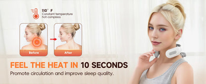 Smart Neck and Shoulder Massager-4 Massager pads,6 modes and 16 levels,Portable Cordless USB Charging Gift for Men & Women