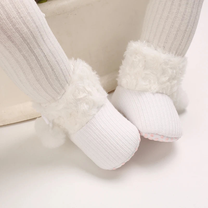 Autumn and Winter Baby Plush Thick Warm Cotton Shoes 0-18 Months Soft Soled Comfortable Non Slip Boots