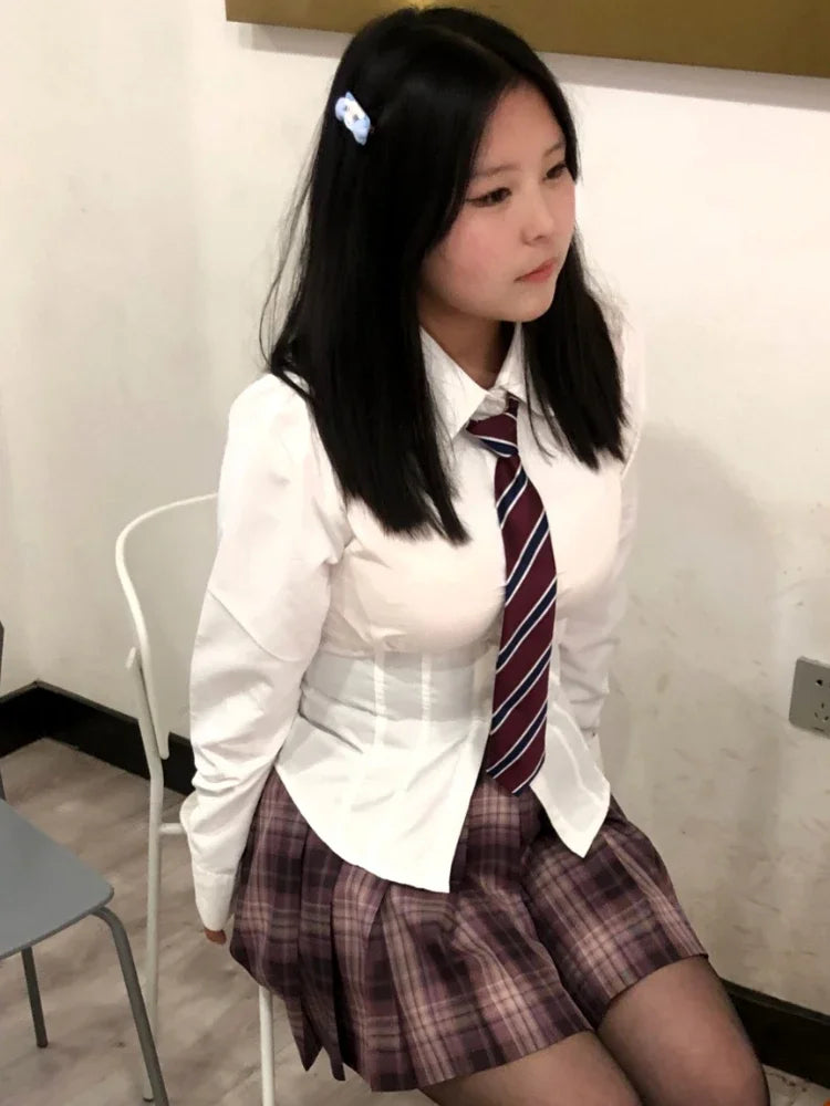 White Shirts Women Slim Sexy Girls All-match Preppy Style Long Sleeve Tops Casual Fashion Girls Classic Camisa Feminine