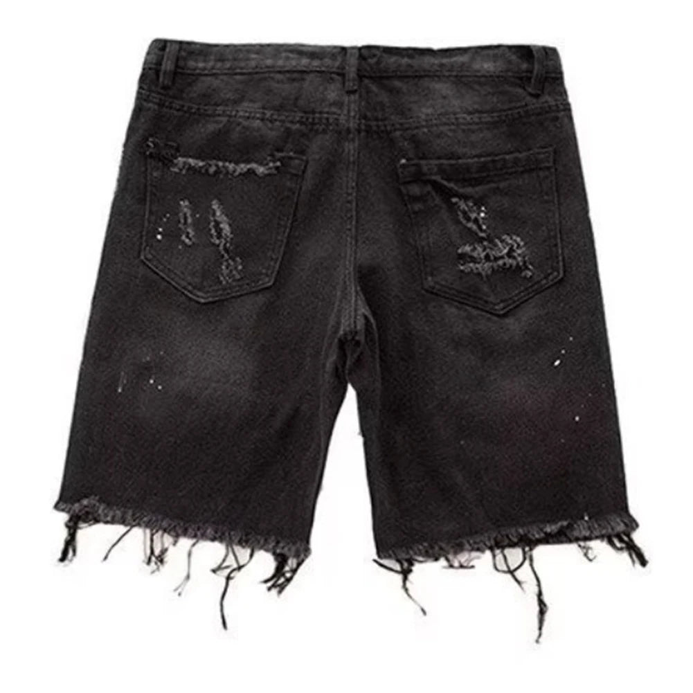 Men's Summer Distressed Shorts Fashion Slim Ripped Short Jeans Vintage Streetwear