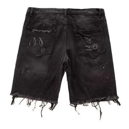 Men's Summer Distressed Shorts Fashion Slim Ripped Short Jeans Vintage Streetwear