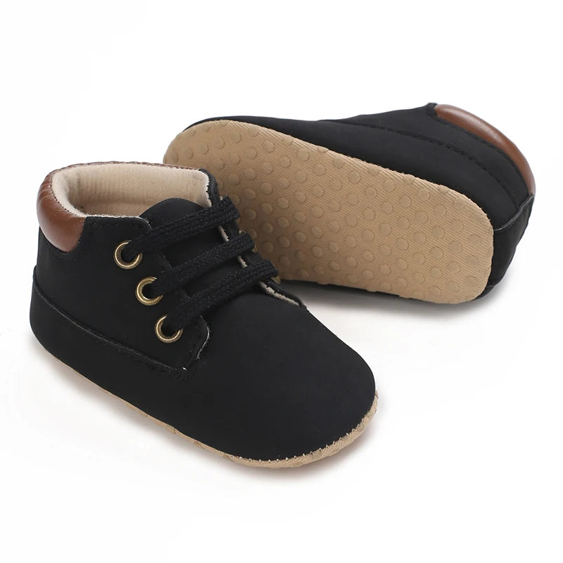 Fashionable 0-18M Boys and Girls' Shoes Classic Solid Color Leather Bottom Anti slip Preschool First Step Casual Sports Shoes