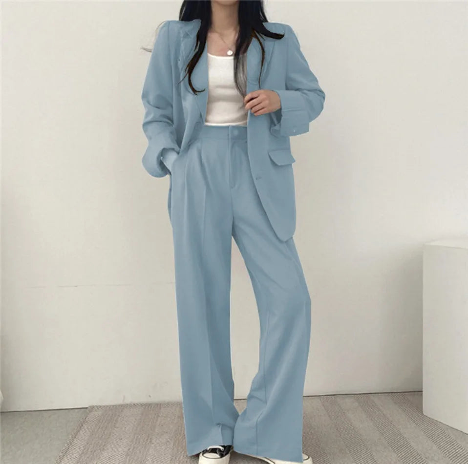 Korean Fashion Spring Women's Suits Casual Top Trousers 2 Piece Sets Women's Outfits Coats Slim Fit Blazers for Women Clothing