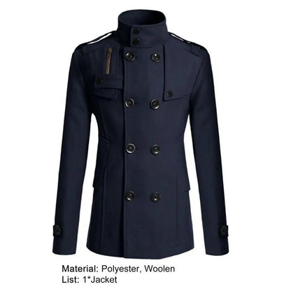 Fabulous  Winter Jacket Woolen Streetwear Men Jacket Button Decoration Warm Men Coat for Daily Wear