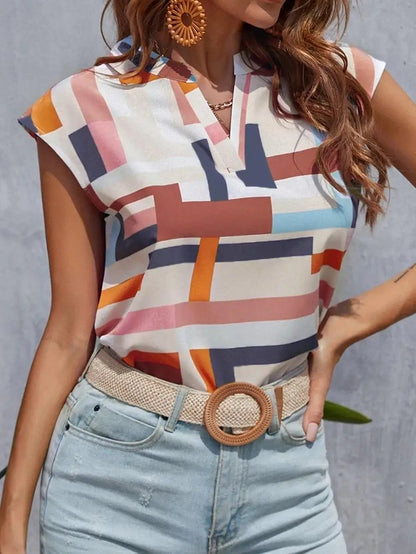 Women's Blouse Casual Short Sleeve Shirt Simple V Neck Tops Elegant Shirts And Blouses Deals Summer Youthful Woman Clothes 2025